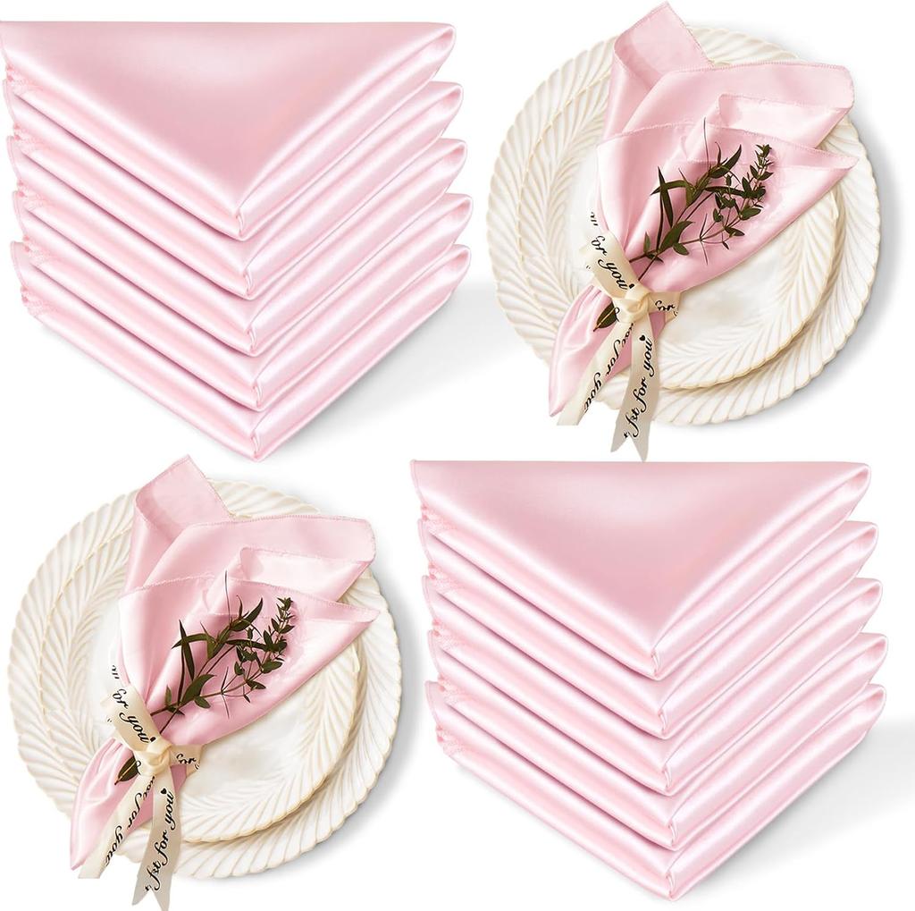 12 Pcs Satin Napkins 30x30cm, Square Smooth Dinner Napkins Silky Satin Cloth Napkins for Wedding Banquet Party Christmas Decor
