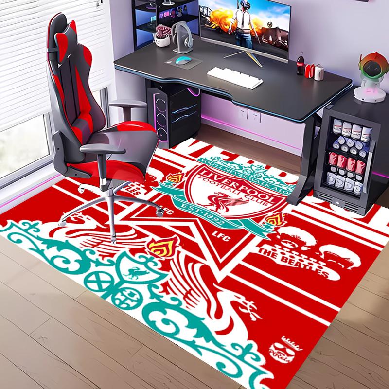1pc Liverpool FC logo Entrance Mat, Non-Slip Mat Area Rug,Room Decor, Outdoor Decor, Kitchen Rug,Doormat - Machine Washable, Easy to Clean