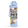 1PC Best Mom Ever Sunflower Quote Print 750ml Color Plastic Sports Water Bottle Leakproof Flip Straw Lid Suitable for Sports Office Home Use
