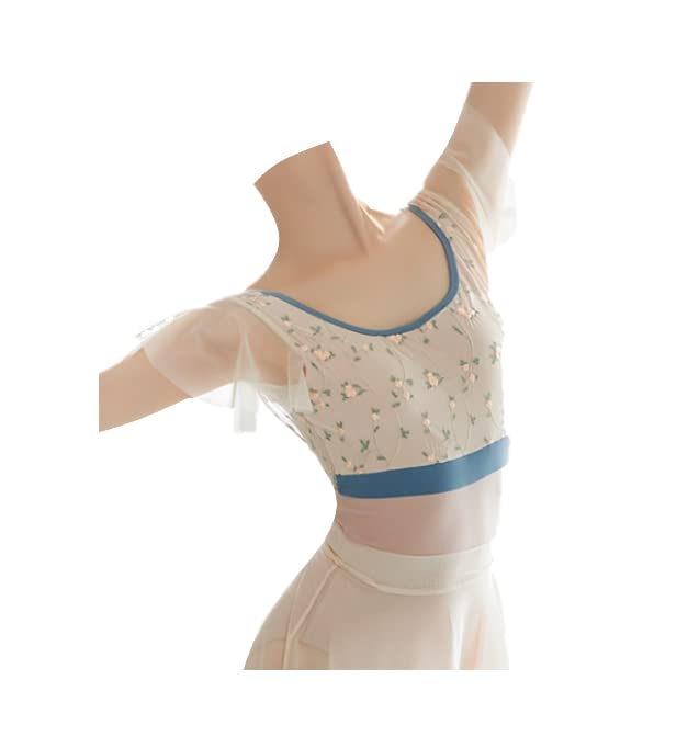 ProDance Pink Embroidered Ballet Leotard with Ruffled PLHA013M Sleeves, (M)