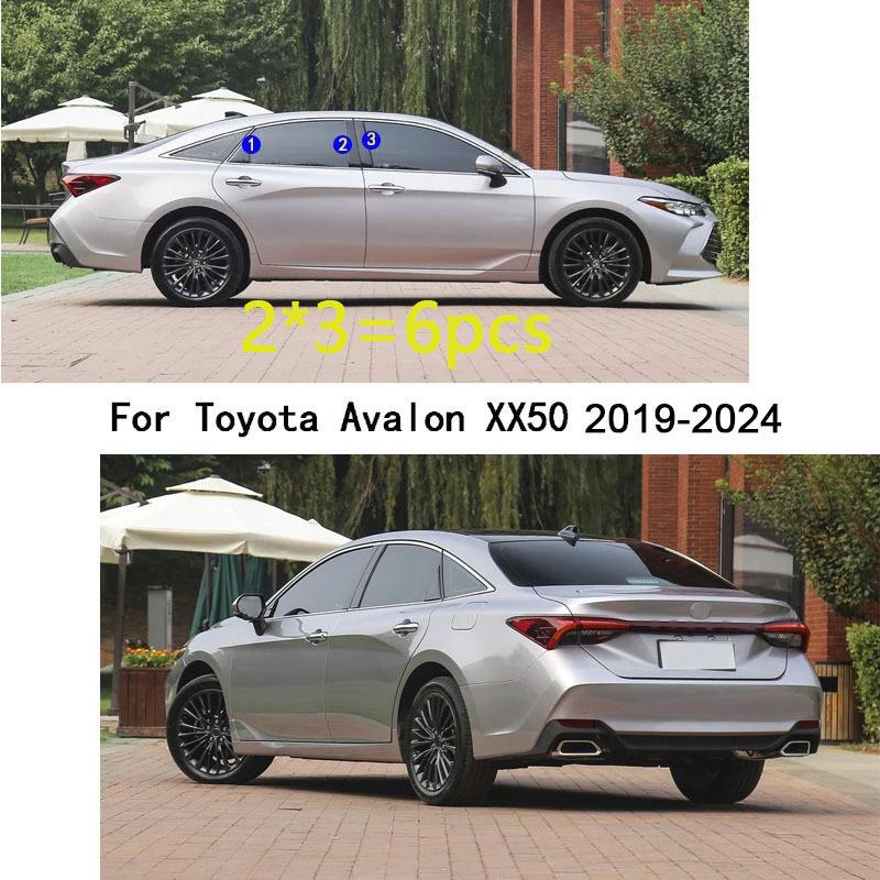 Car TPU/Glossy Mirror Pillar Post Cover Door Trim Window Molding Sticker 6pcs For Toyota Avalon XX50    -2024