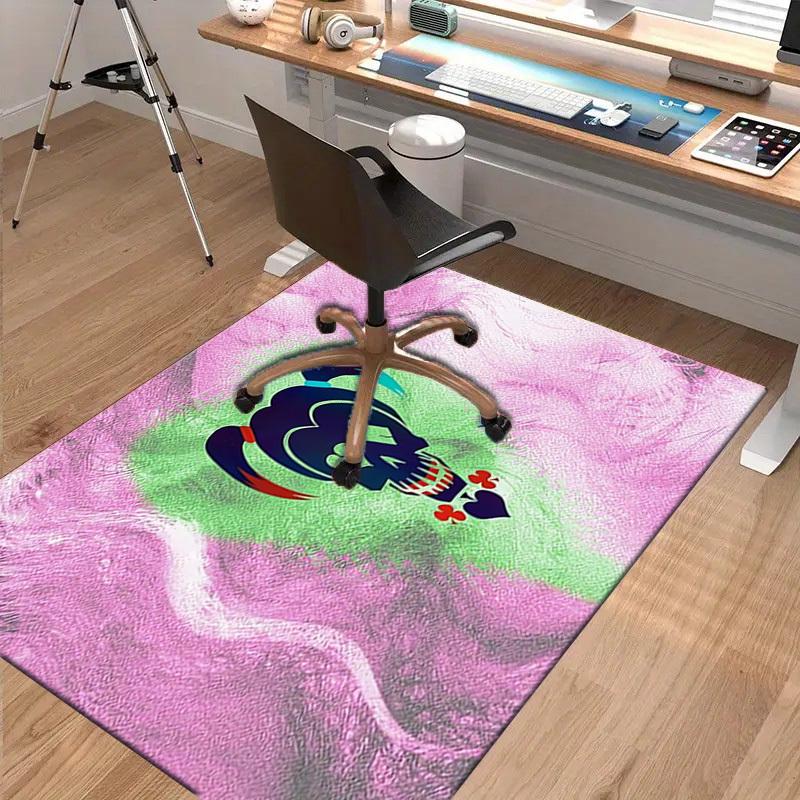 1pc Office Carpet Chair Mats Harley Quinn Skull Perfect for Decorating Office Chairs, Living Rooms, Or Bedrooms,Polyester Carpet