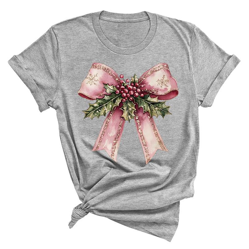 Christmas Printed Fashionable Women's T-shirt Christmas Trend Pure Cotton Casual Sportswear T-Shirts Women’s