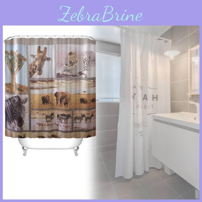 Peva Waterproof Bathroom Curtain Animal Theme Long Giraffe Zebra For Toilet And Kitchen