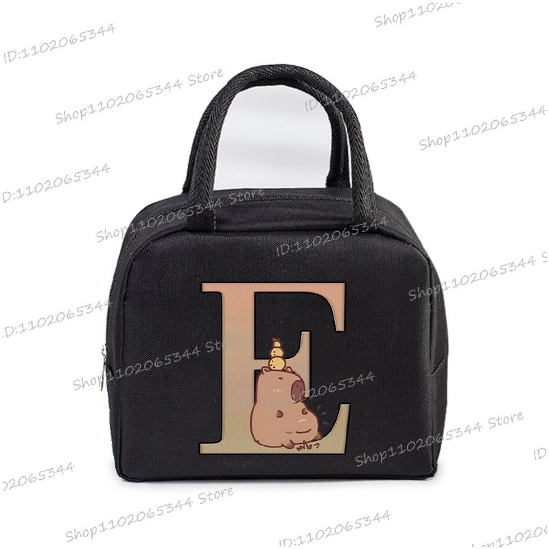1Pc Cartoon Capybara Alphabet Portable Lunch Bag Women Men Portable Food Insulation Package Funny Capybara Letter Kid Lunch Bags