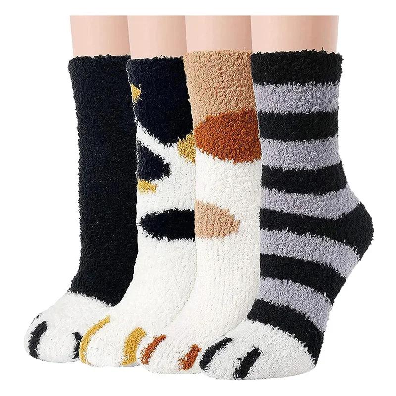 4 Pairs Women's Winter Warm Socks -Fuzzy Thick Thermal Fluffy,Soft Cute Home Slipper Socks,Fashion Sleeping Socks for Daily Wear
