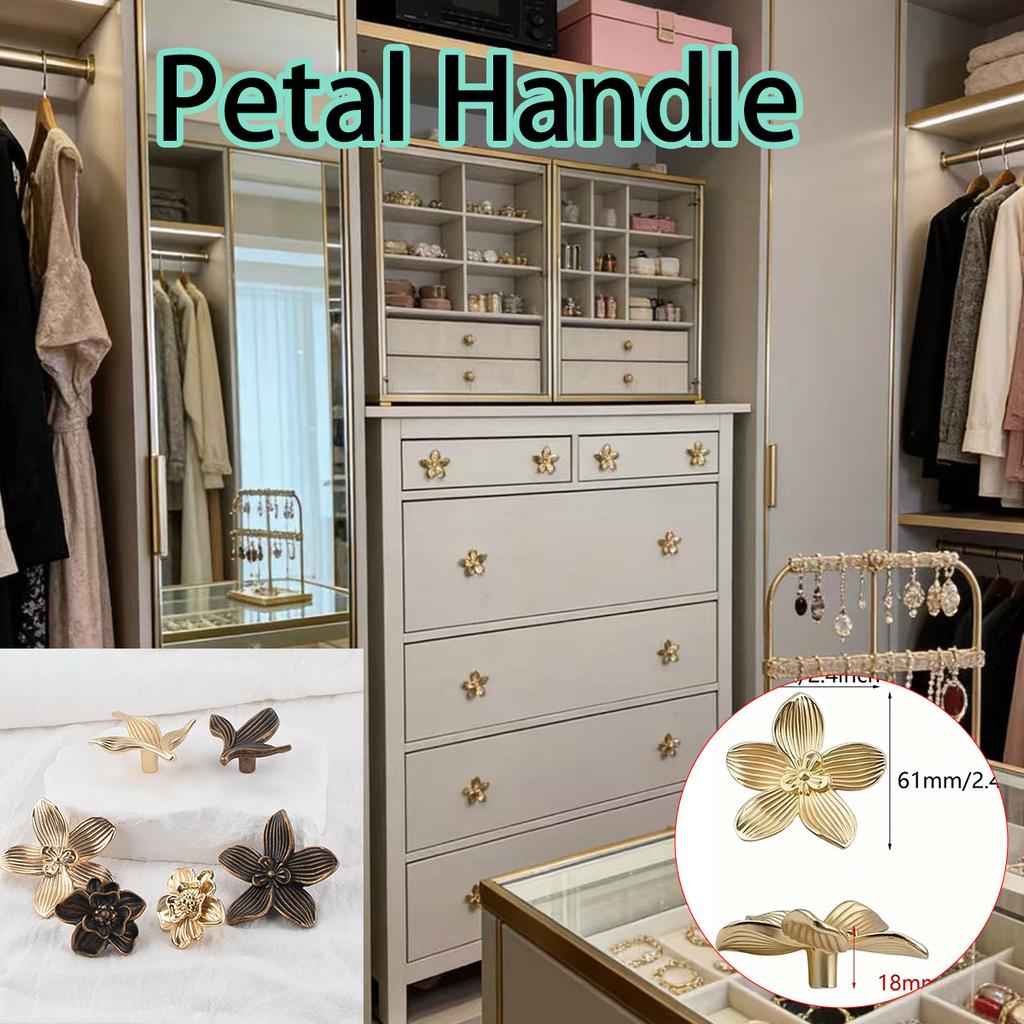 Golden Flower Drawer Pull Creative Petal Cabinet Handle Suitable for Dressing Table Furniture Cabinet HandleHardware Accessories