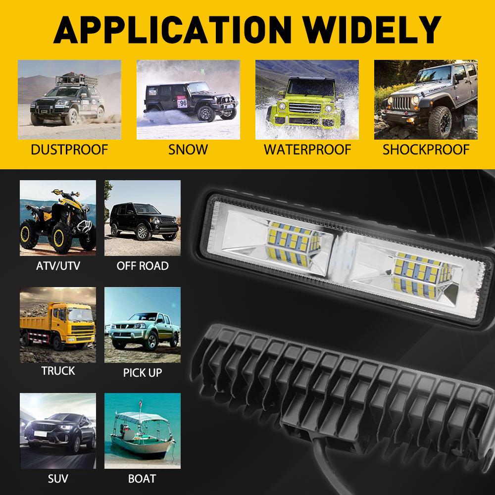 2Pcs 18W LED Car Work Light 16SMD Motorcycle 4x4 Off-road Truck Flood Light Universal Aluminum Alloy Headlights DRL Driving Lamp