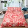 Red Glowing Polygonal Grid Pattern Bedding Set, 135×200 Duvet Cover Set With Pillowcase, 260×220 Quilt CoverBlack Blanket Cover