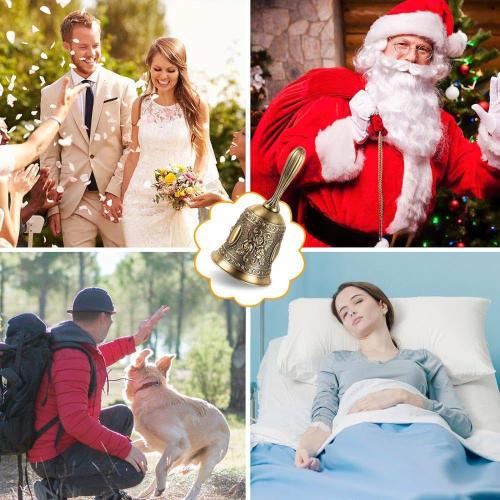 HAUUFENN Call Bell, Desk Bell, Hand Bell, Call Bell, Retro Metal Copper Bell, Flower Engraving, Hand-Moved Bell, For Stores, Receipts Bell, Senior Cit