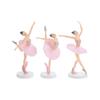Elegant Ballerina Statue Dancing Girl Figurines Home Use Pink 14.50X6.00X6.00CM 3Pcs