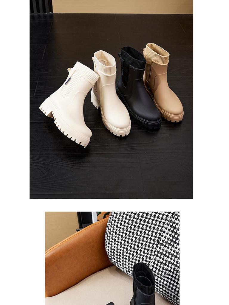 Chelsea Gummistiefel für Damen, mittelhoher Schaft, wasserdicht, rutschfest; Ideal für den Außenbereich.