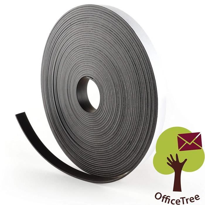 Bande magnétique officetree ® - 10 m - autocollante pour aimanter photos, notes, ou cadres en toute sécurité – adhésion extraforte