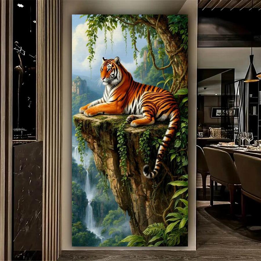 Tiger Große Größe Diamantmalerei Wildtiere DIY Voll Quadratisch Rundbohrer Strassstickerei Mosaik Kreuzstich-Kits
