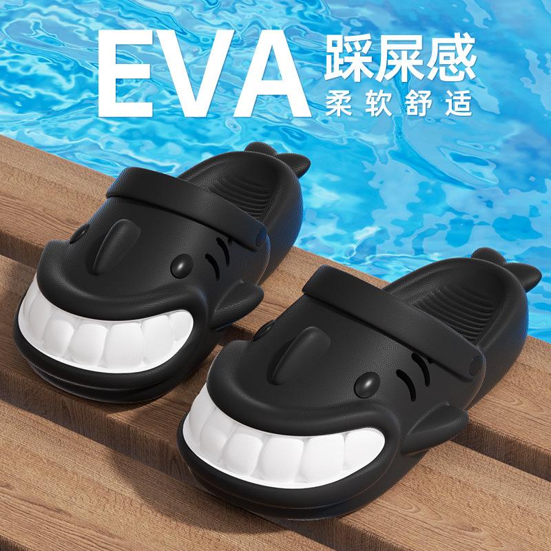 

Сумка-голова акулы с большим ртом, носит крутые тапочки на улице, женская пара, для дома в помещении, шлепанцы, мужская толстая подошва, нескользящие и не пахнущие ноги 35-36 [Women s code]