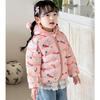 autumn cute Flower print coats Girls' warm cotton-padded children's clothes fashion style blue winter baby girl thickened short cotton-padded jacket