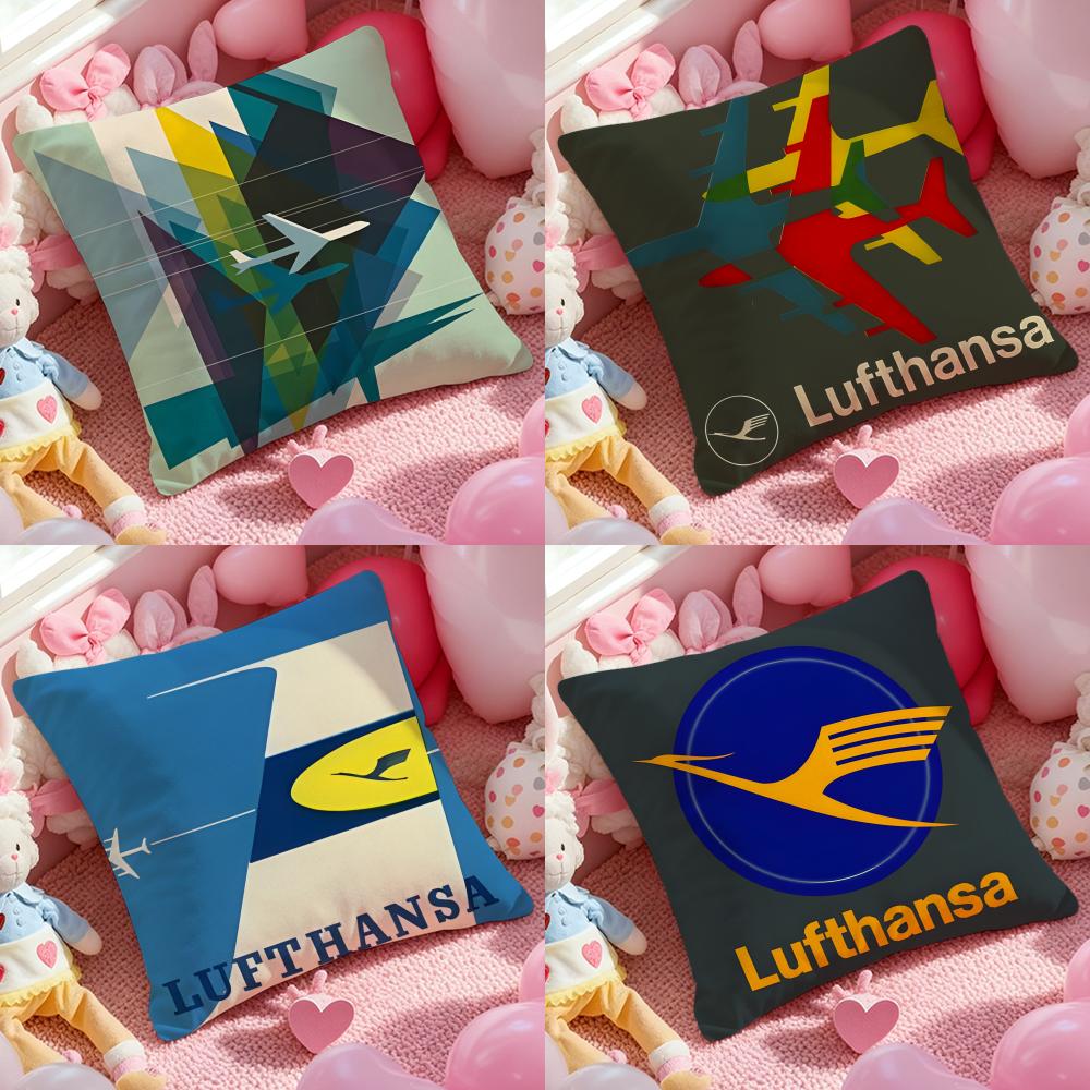 Fashion L-Lufthansa Cushion Cover Pattern Printed Pillowcase for Living Room Sofa Cushion Cover & Bedroom Decor