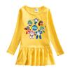 Korean-Style Baby Girl Long Sleeve Cartoon Dress with Ruffle Mesh Pleated Skirt