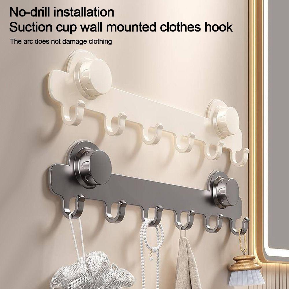 Metal Bathroom Towel Holder Suction Cup Simply Storage Clothes Hanger Hook Convenient Single Row Coat Rack