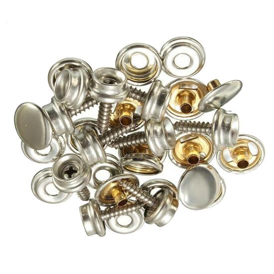 10Set/Pungă Capsă cu Apăsare Utilizare Multiplă Metal Rugină 15mm Capse Pop Buton Presat pentru Utilizare Intensivă pentru Huse de Barcă