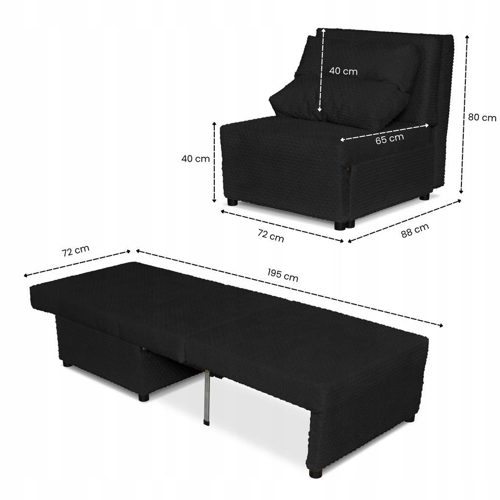Fold-out Armchair Sleeping Function KIMO Bedding Container Family Furniture Black
