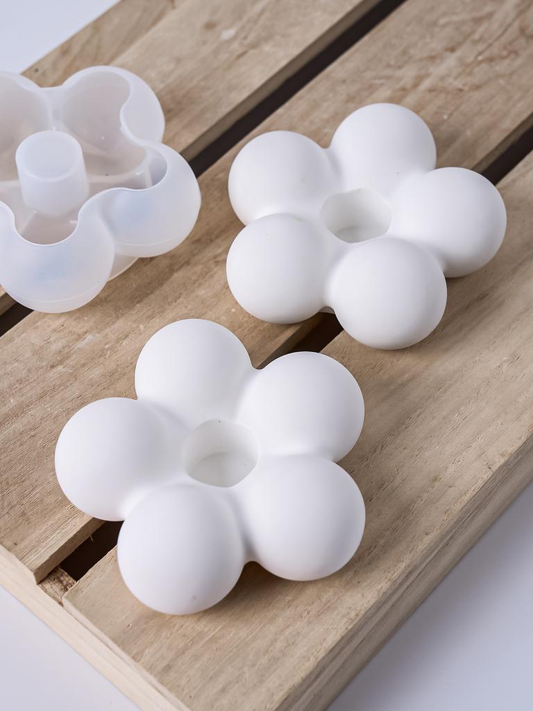 DIY Niedlicher Wolken-Blumen-Kerzenhalter Silikonform Handgemachtes Kerzenständer-Ornament Gipsform Harz-Handwerk Gießen Heimdekor