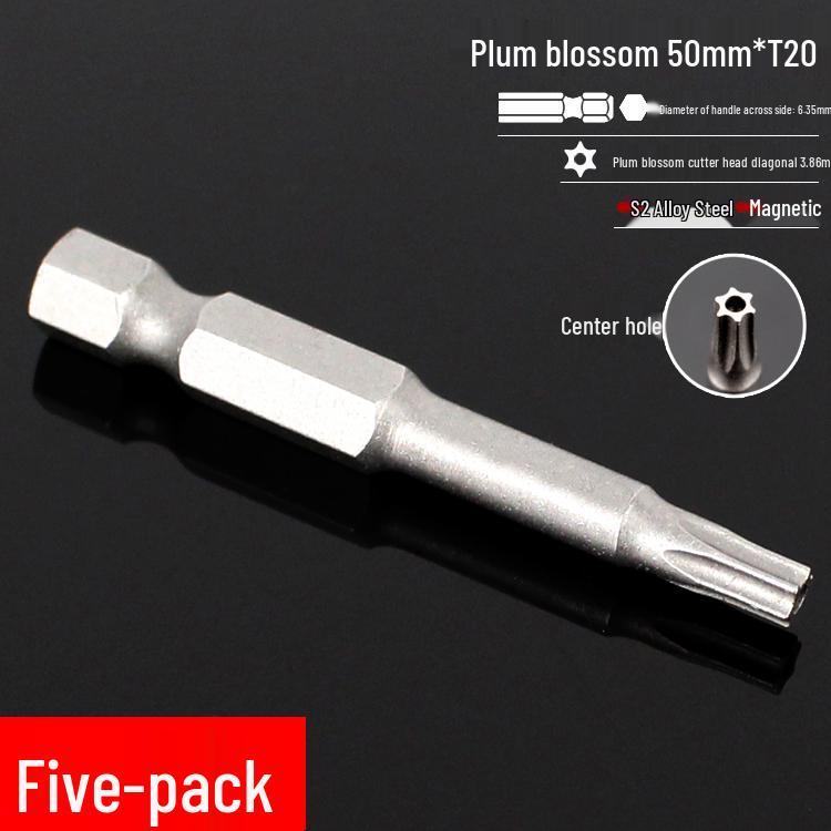 Plum Blossom S2 Magnetic Hex Screwdriver Set - 6.35mm Pneumatic Drill Bit Set