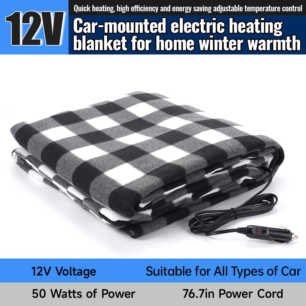 Electric Car Blanket 12V Heated Safety Timer Constant Temperature Heating Blanket Fleece Travel Throw Blanket for RV Truck SUV
