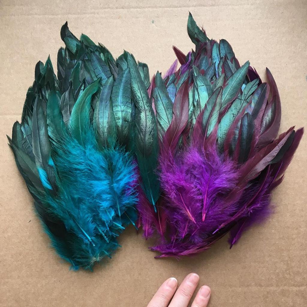 100Pcs Lake Blue Rooster Feathers 13-18cm Natural Chicken Pheasant Plumes for Crafts Jewelry Making Party Decoration Cock Plumas