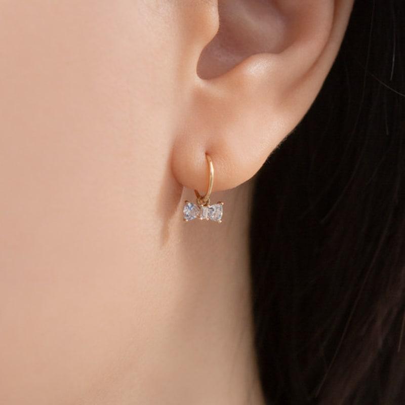 LUNNE 14k Mini Baguette Ribbon Drop Ring Earrings #LFE10