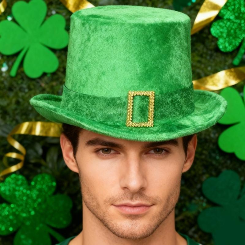 Top Hat Panama Hat Leprechaun Headwear Green for Women Men Photo Props Western for Men Women Unisex Wear Headwear