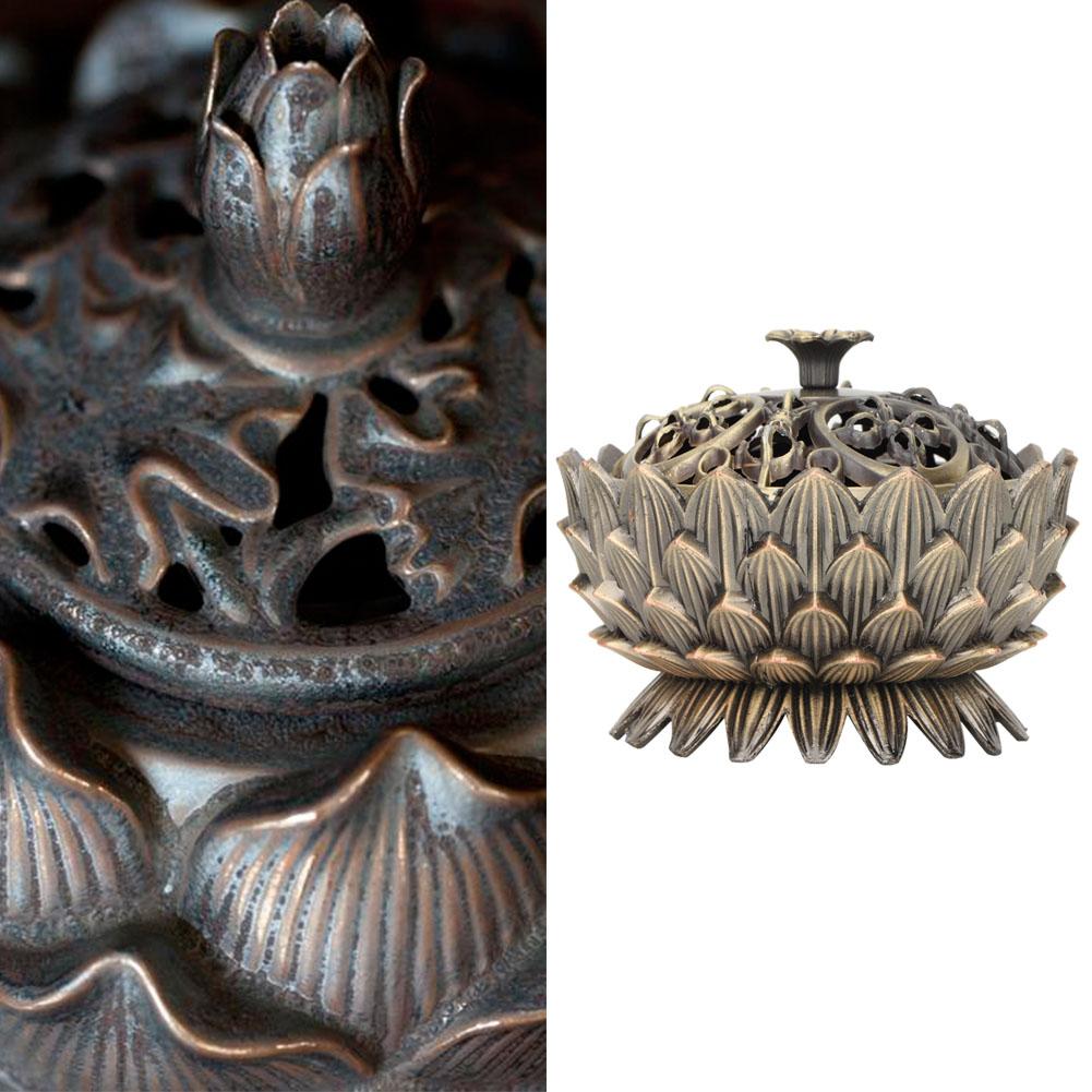 Alloy Craving   Incense Burning Flower Base Buddhist Supplies Home Decoration(Bronze)