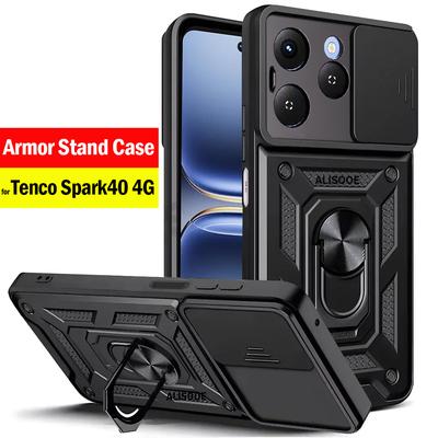 Pouzdro pro Tecno Spark 40 4G Ochranný kryt s posuvným krytem kamery a prstencovým stojánkem, nárazuvzdorný kryt pro Tecno Spark 40 4G Capa Funda