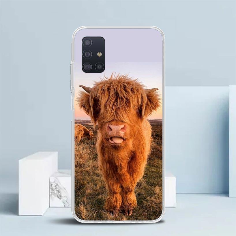 Süße Schottische Hochlandkuh Weiche Hülle für Samsung Galaxy A12 A22 A32 A52 A72 A02S Handyhülle Note 20 Ultra 10 S10 Plus A51 A71 A50S A20S