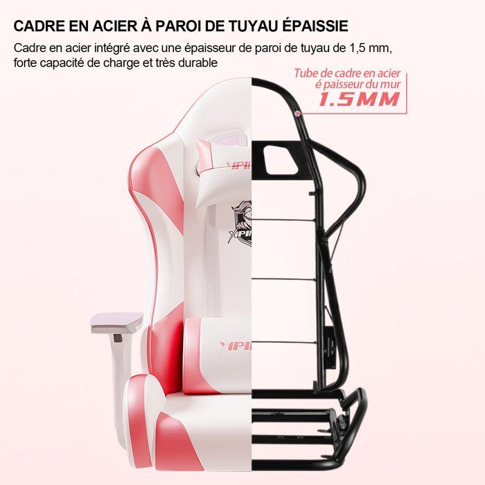 Chaise de jeu - FOXSPORT - Ergonomique - Avec repose-pieds - Réglable en hauteur - Charge 200KG - Rose