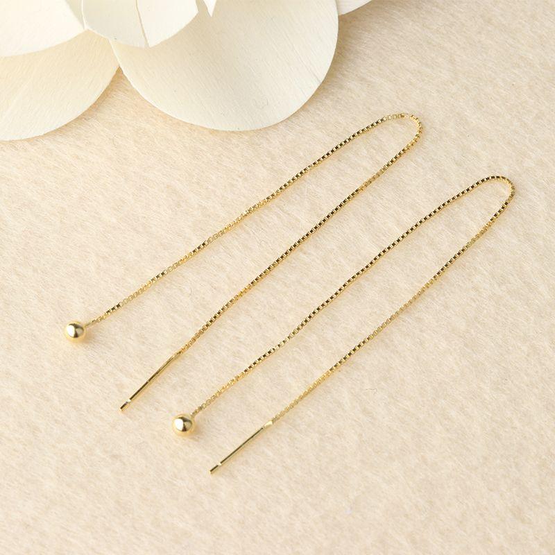 

Every Day Special Doudou Super Long Personality Wild Earrings White gold round bead ear line 4cm pair