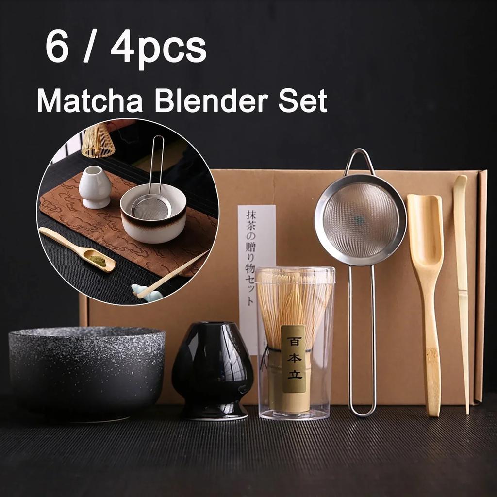 Set 6 Buc 4 Buc Perie Tel Ceai Bambus Tel Matcha Linguriță și Suport Bol Matcha cu Sită Accesoriu Ceremonie Matcha Japoneză