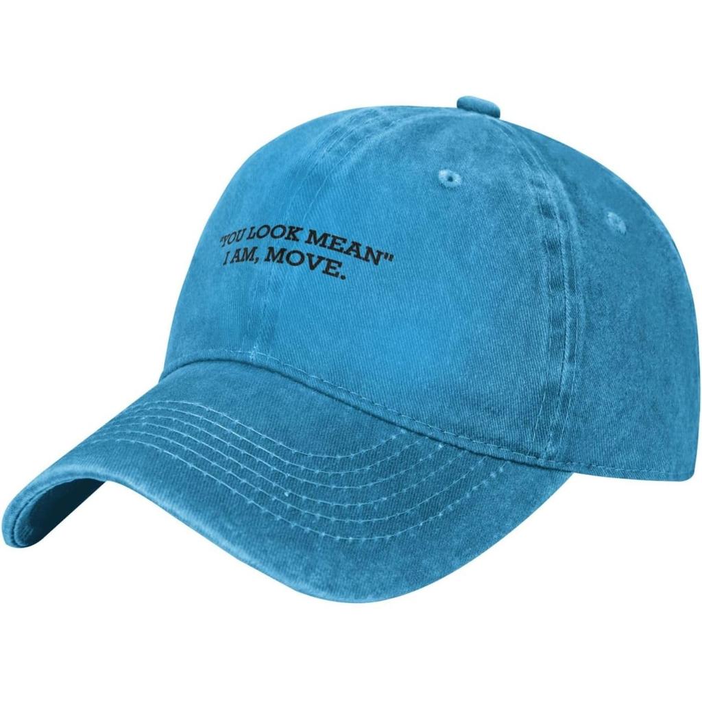 Mean Move Quote Washed Denim Baseball Cap Adjustable Low Profile Casual Golf Dad Hat