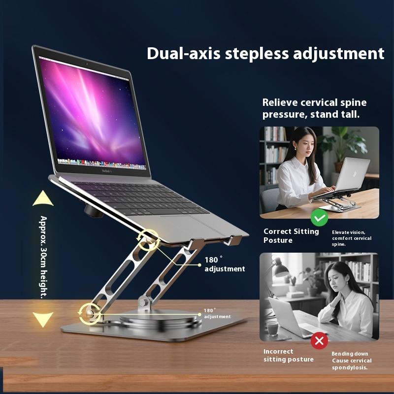Obracany o 360 ° Uchwyt na laptopa Uchwyt Stojak podwyższający na biurko Można podnosić i opuszczać Podwieszana podstawa chłodząca 360 stopni