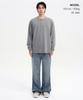 MUSINSA STANDARD Rib Cuff Henley Neck Long Sleeve T-Shirt [Melange Gray]