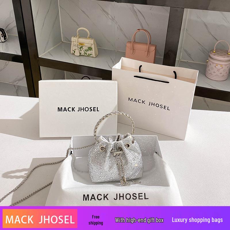 

Элегантная сумка-ведро со стразами 2024: Вечерняя сумка-клатч на цепочке класса люкс