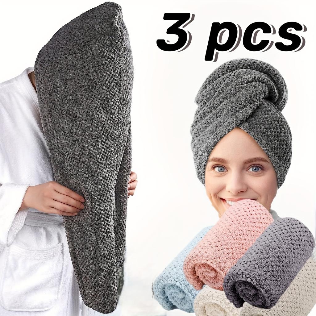 3pcs High Quality Quick-drying Microfiber Turban Wrap Highly Absorbent Soft and Comfortable Blow Dry Towel Bathroom Supplies