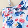 Girls' Floral One-Shoulder Swimsuit with Cute Print