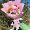 Bambole Gatto Kawaii Hello Kitty con Fiori Artificiali Bouquet Creativo Regali di Natale San Valentino Compleanno Laurea
