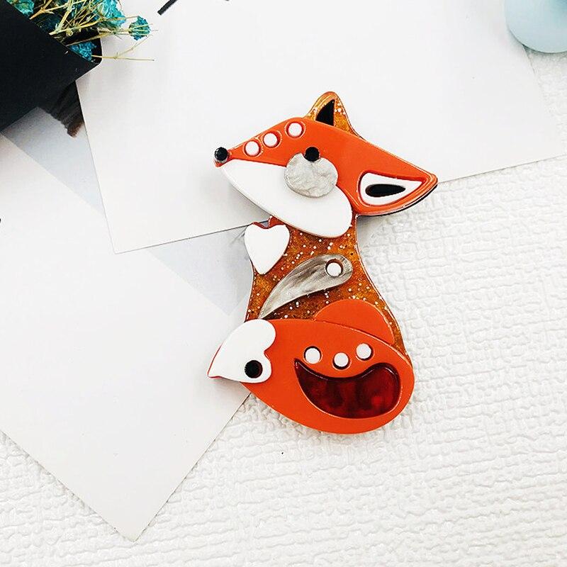 Blucome Acrylic Animal Brooch Lovely Fox Corsage for Women Girls Coat Hat Hijab Pins