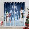 Cute Cartoon Snowman Christmas Decoration Curtains Bedroom Restaurant New Year Holiday Party Decoration Curtains 2 Pieces