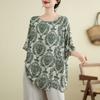 Haut décontracté d'été pour femme, vintage, imprimé floral, ample, col rond, manches courtes
