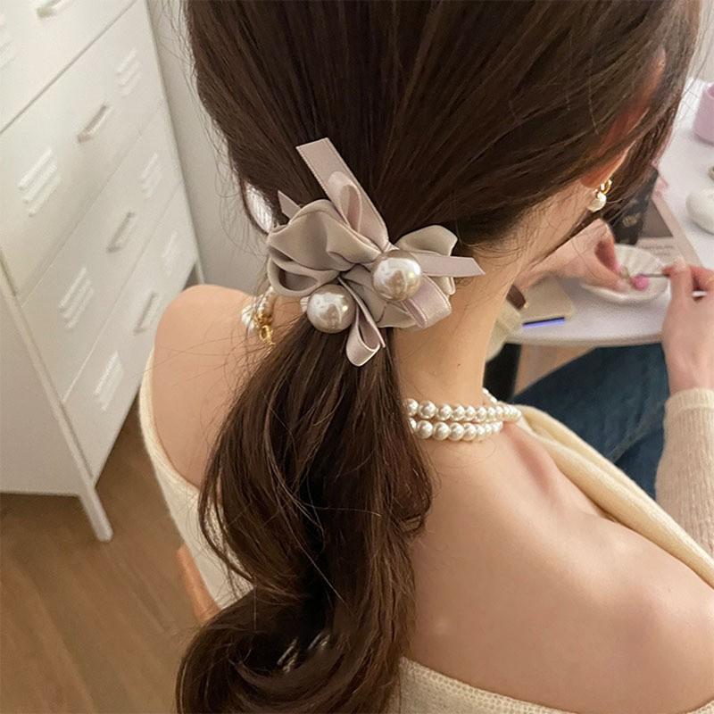 Korean Style Elegant High-End Butterfly Knot Pearl Hair Ties Women's Hair Bands Popular Korean New Model Hair Accessories
