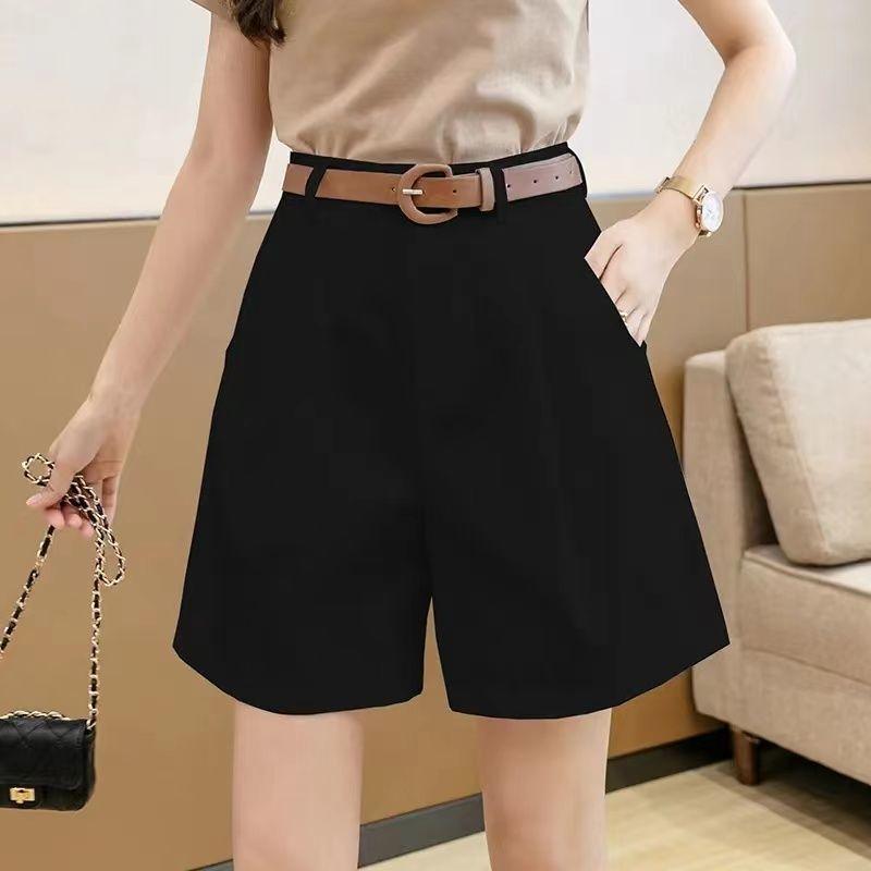 Khaki Tooling Shorts Women's Summer Thin High-waisted and Thin Loose Wide-leg Pants