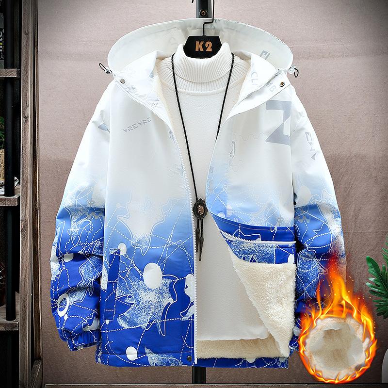 Men's Jacket Hooded Casual Jacket Winter Short Jacket Warm Thickened Hooded Jacket